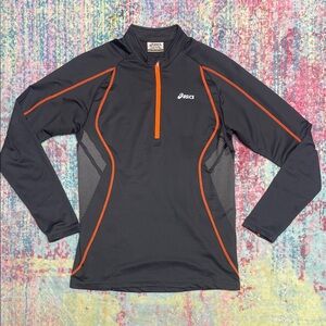 ASICS Men's Gray and Orange Performance Top